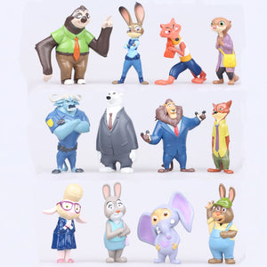 12pcs Disney Pixar Zootopia Zootropolis Toy Action Figure Judy Hopps Nick Wilde Fox Rabbit Anime Cosplay toy for children Gift