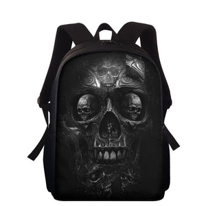 Pacento15inch School Backpack for Teenager Student Schoolbag Skull Rose Print Horror Style Boys Gilrs Kids Book Bags Rucksack Mochila