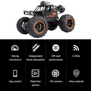 4WD Double Steering Buggy RC Rock Crawler 2.4G Controller APP Remote Control WiFi Camera High-speed Drift Off-road Car for Boys gift