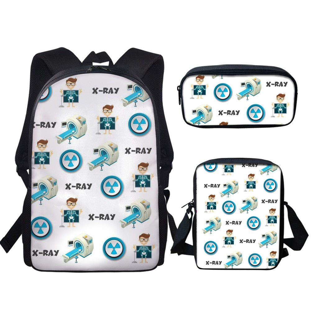 Pacento3PCS/SET 16” Kids Backpack Cartoon Nurse School Bags for Teen Girls Backpacks Kids Schoolbags Student Book Bags Children Bookbag
