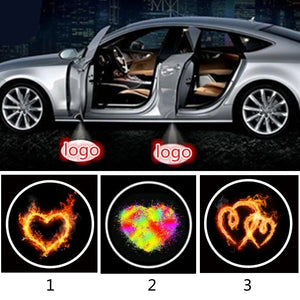 1Pcs Car Welcome Projector Lights Heart Shaped Logo Light Car Door Light Laser
