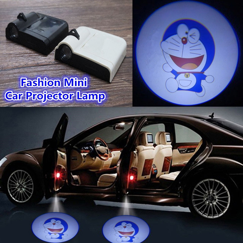 2 Pcs Logo Projector Cordless Car Door Light Punch-free Adhesive