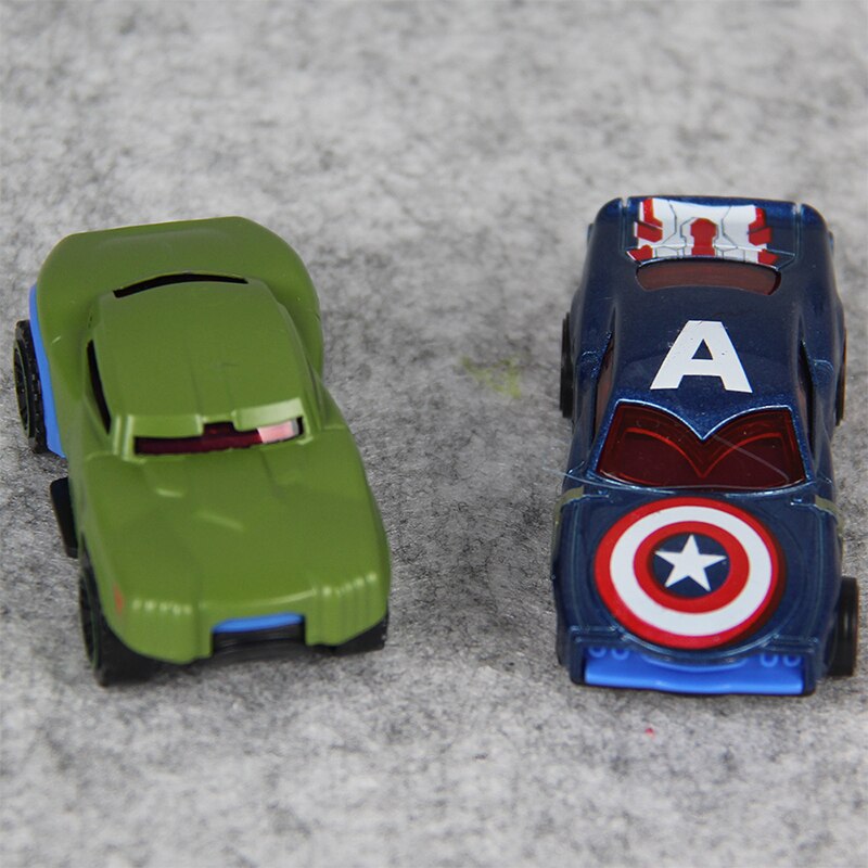 6 Pcs For Kids Gift Hot Wheels Marvel Avengers Cartoon Cars Toy Iron Man Cartoon Captain America Spiderman Anime Figures Alloy Car Set Model Dolls Boy Toys