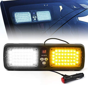 Nlpearl White Yellow Amber 86 LED SunShield Sun Visor Emergency Strobe Lights 12 Flash Modes Hazard Warning Light for Law Enforcement Vehicle