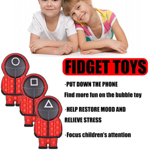 Squid Game Push Pop Bubble Fidget Toys，Halloween Squid Game Pop Fidget Toys for Kids and Adults (3pcs)