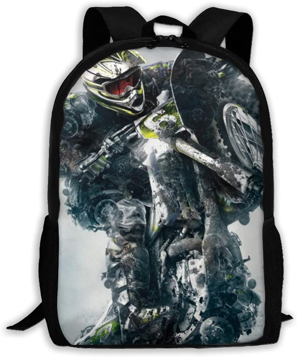 Dirt-Bike Motocross Motorcycle Print Custom Unique Casual Backpack School Bag Travel Daypack Gift