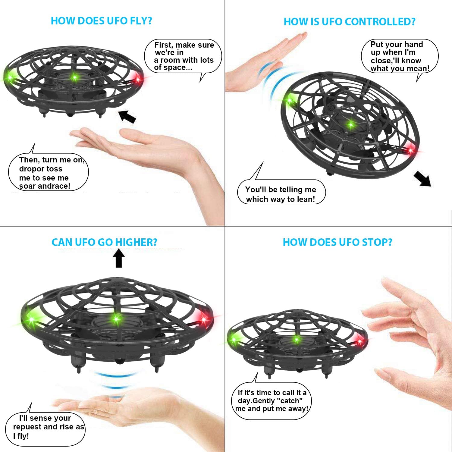 Anmingpu 2021 Tiktok Flying Toy Hand Operated Drones for Kids or Adults