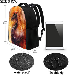Dragon Floral Casual Backpack Waterproof Travel Daypack School Bag