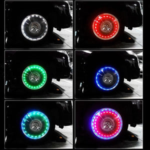4PCS Solar Colorful Car Tire Wheel Lights, Gas Nozzle Tire Light LED for Car Motorcycles Bicycles Dec