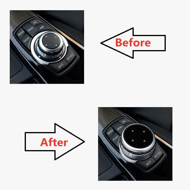 Aluminum Multimedia Control Knob Button Cover Cap For BMW 1 2 4 3 5 Series X1 X3 X5 X6 GT iDrive F30 E90 E92 E60 E61 Car Styling