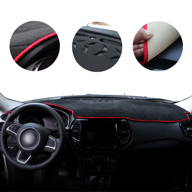 Car Dashboard Cover Mats Avoid Light Pad Instrument Platform Desk Carpets LHD For Jeep Compass 2017 2018 2019 2020 Accessories