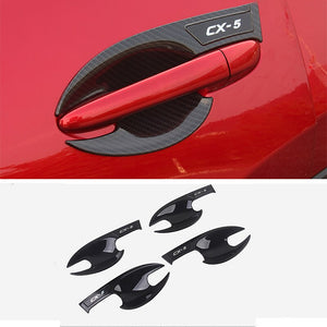 Carbon fiber Car External Outer Door Handle Bowl Catch Cover Protection Trim Sticker For MAZDA CX-5 CX5 KF 2017 2018 2019 2020