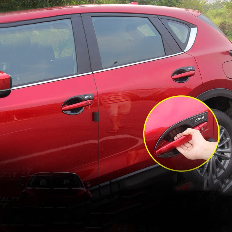 Carbon fiber Car External Outer Door Handle Bowl Catch Cover Protection Trim Sticker For MAZDA CX-5 CX5 KF 2017 2018 2019 2020