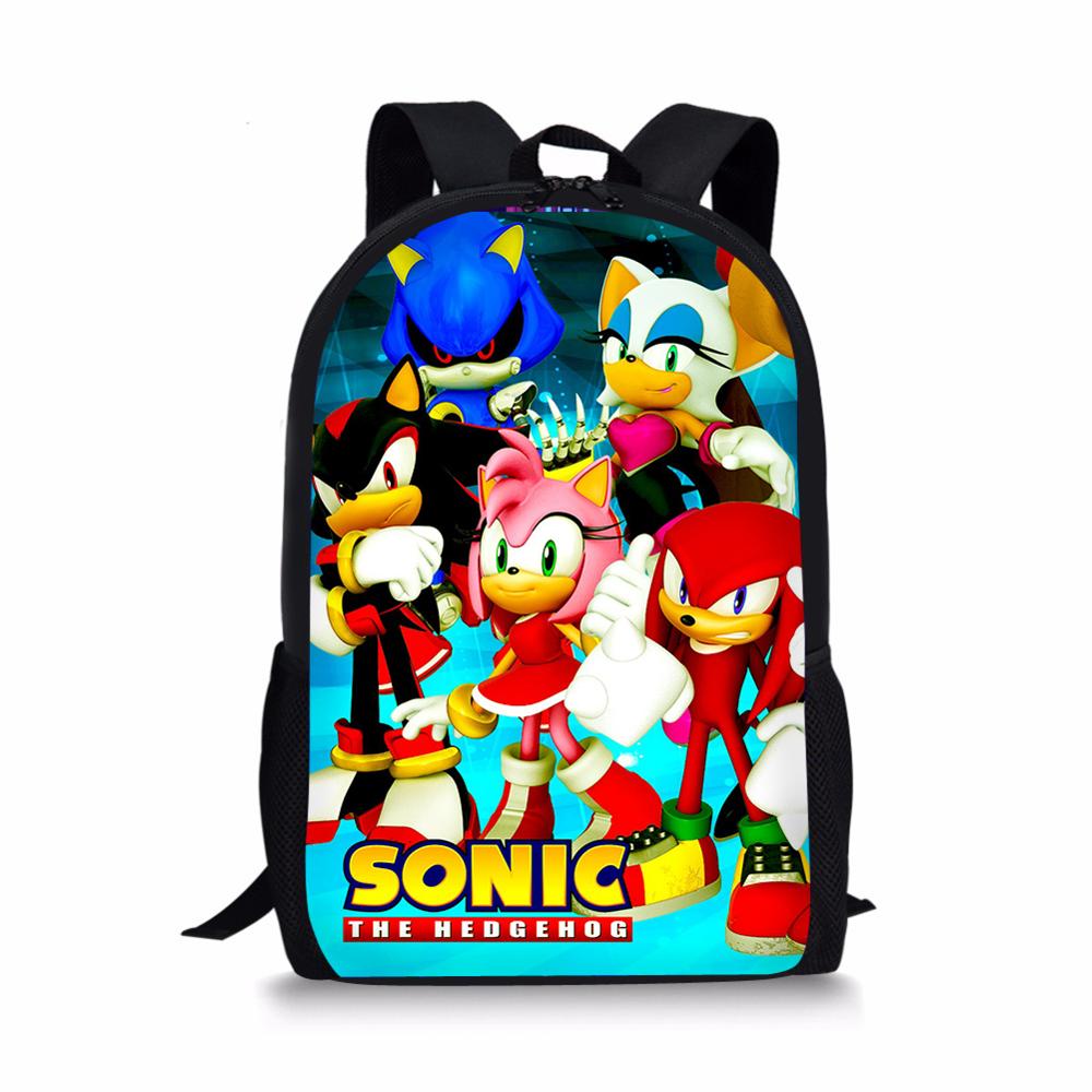 Cool Backpack Sonic Pattern Kids School Bags Cartoon The Hedgehog Design Boys and Girls Mochila Book Bags
