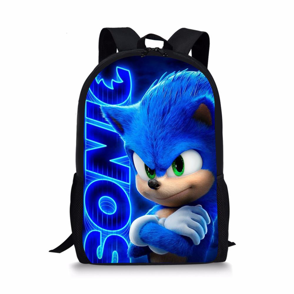Cool Backpack Sonic Pattern Kids School Bags Cartoon The Hedgehog Design Boys and Girls Mochila Book Bags