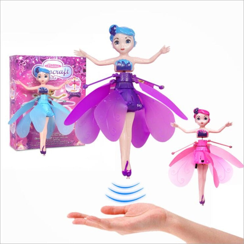 2021 Mini Drone Helicopter Infrared Induction Flyings Quadcopter Dolls Fairy Magical Princess Cute LED Light Fly Toy