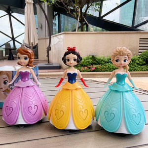 Disney Frozen Ice Princess Electric Dancing Toys Elsa Anna Doll With Wings Action Figure Light Music Model Dolls Kid Girls Gift