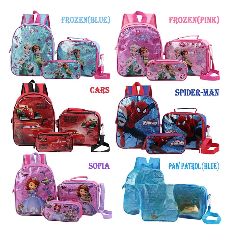 PacentoDisney SpiderMan Children Schoolbag Cartoon Elementary School Schoolbag Frozen Kindergarten Children Schoolbag Three-piece Set