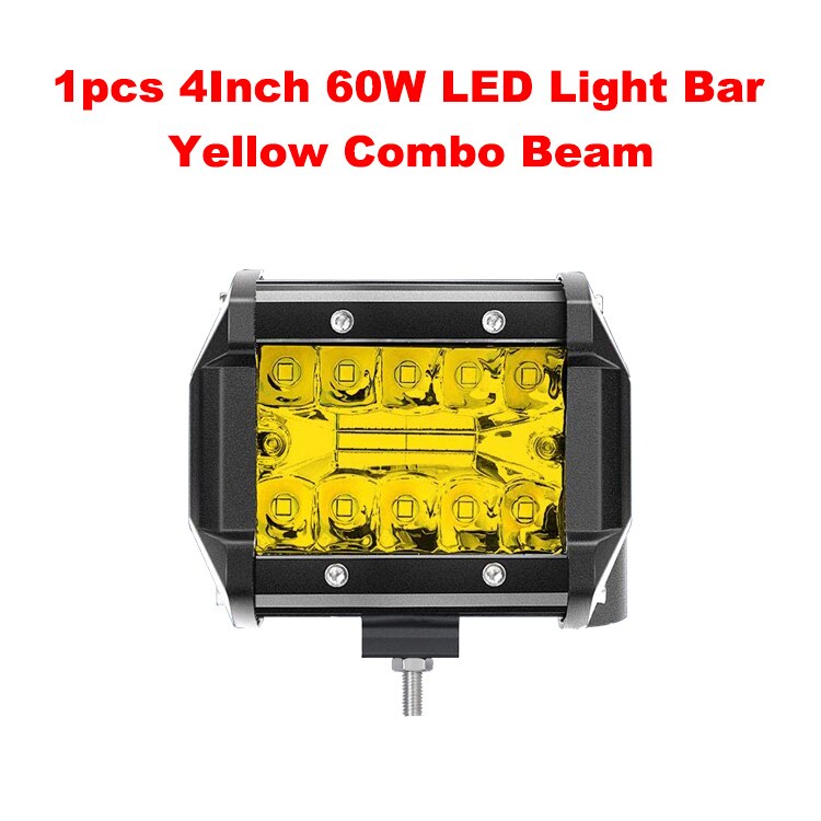 NLpearl 4 7 Inch Offroad LED Bar 12V 24V Yellow LED Light Bar for Truck Boat 4x4 Jeep 4wd Atv 3000K LED Work Light Car Fog Light
