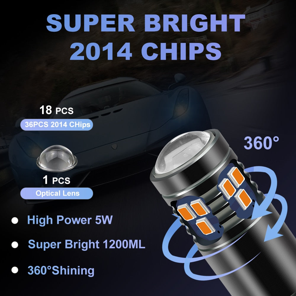NLpearl 2x Signal Lamp T10 Led Super Bright 2014 Chips T10 W5W Led 168 194 LED Car Interior Light Dome Reading Light 12V White