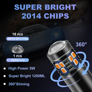 NLpearl 2x Signal Lamp T10 Led Super Bright 2014 Chips T10 W5W Led 168 194 LED Car Interior Light Dome Reading Light 12V White