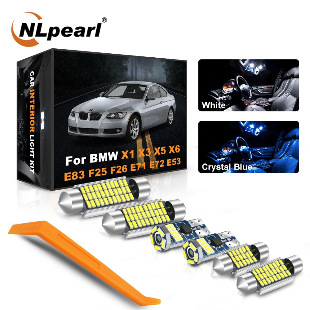 NLpearl T10 W5W Led For BMW X3 E83 X1 F25 X4 F26 X70 X6 E71 E72 X5 E53 C5W Car Interior Indoor Dome Map Light Bulb Kit Canbus