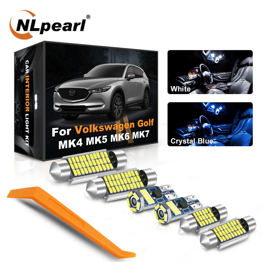 NLpearl W5W T10 Led Canbus Kit For Volkswagen VW Golf 4 5 6 7 MK4 MK5 MK6 MK7 GTI GT Vehicle Led Interior Map Dome Trunk Light
