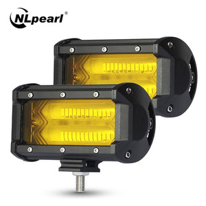 NLpearl 2x 5" 72W Yellow LED Fog Light for Truck Tractor Suv 4x4 ATV Spot Flood LED Work Light Bar Off Road Car Driving Fog Lamp