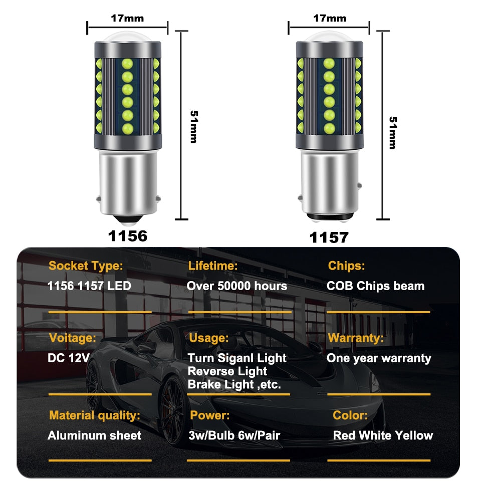 NLpearl 2X Signal Lamp 1156 Led Bau15 Py21W Ba15s P21w LED Bulb Cob Ch –  Nlpearl MCN