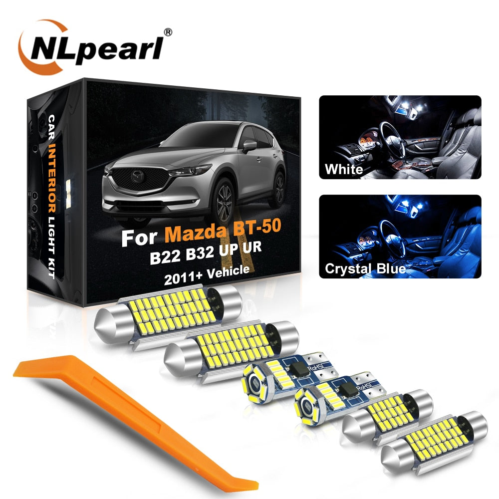 NLpearl 8PCS T10 W5W LED For Mazda 3 2004 2005 2006 2007 2008 2009 Car Reading Dome Light Interior Kit Fit Trunk License Lights