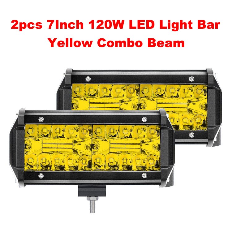 NLpearl 4 7 Inch Offroad LED Bar 12V 24V Yellow LED Light Bar for Truck Boat 4x4 Jeep 4wd Atv 3000K LED Work Light Car Fog Light