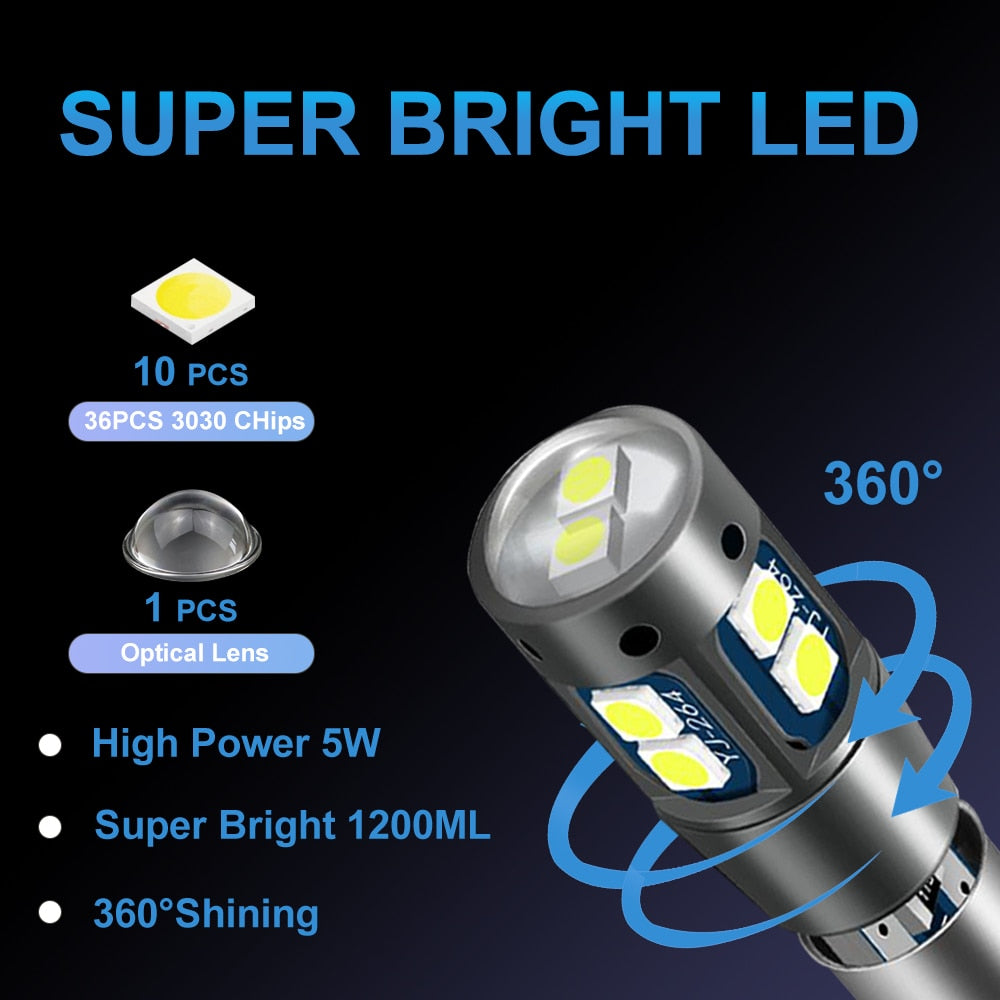 NLpearl 2x Signal Lamp BA9S Led Bulb T4W Led Canbus 10SMD 3030 Chips Car Interior Light Auto Wedge Marker Dome Lamp 12V