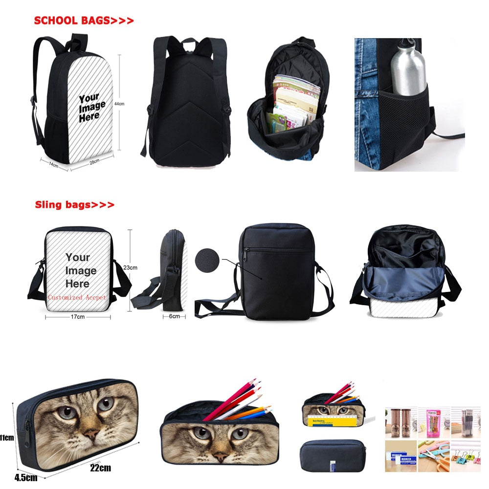 Hot Sell Kids Backpack Bookbags For Teens Boys Girls Cool Tiger/Lion/leopard Print School Bags Book Bag Pen Case Mochila Escolar