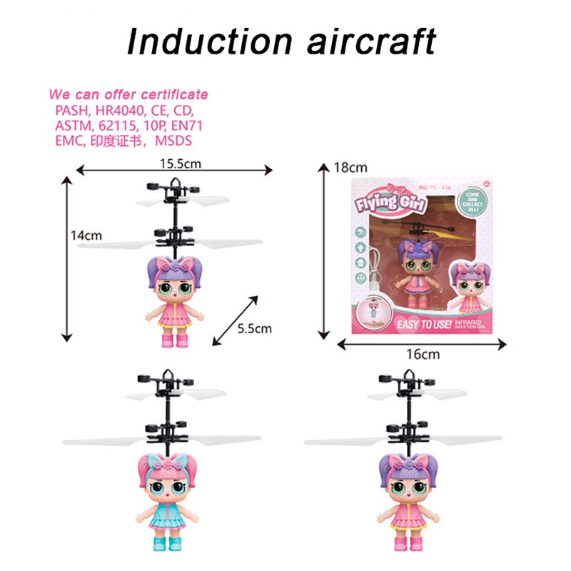 LOL Doll RC Helicopter Flying Infrared Induction Girl Magical Princess