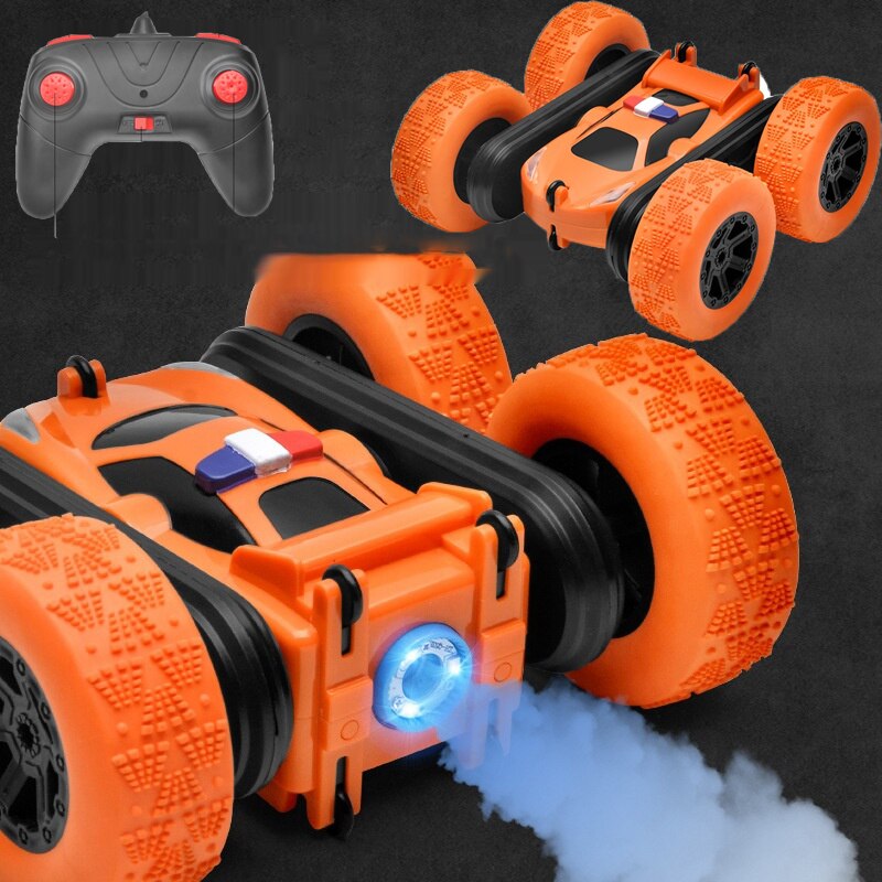 Boys Gift RC Car Electric spray remote control car double-sided rotating and rolling Charging lights Children 4wd Toys