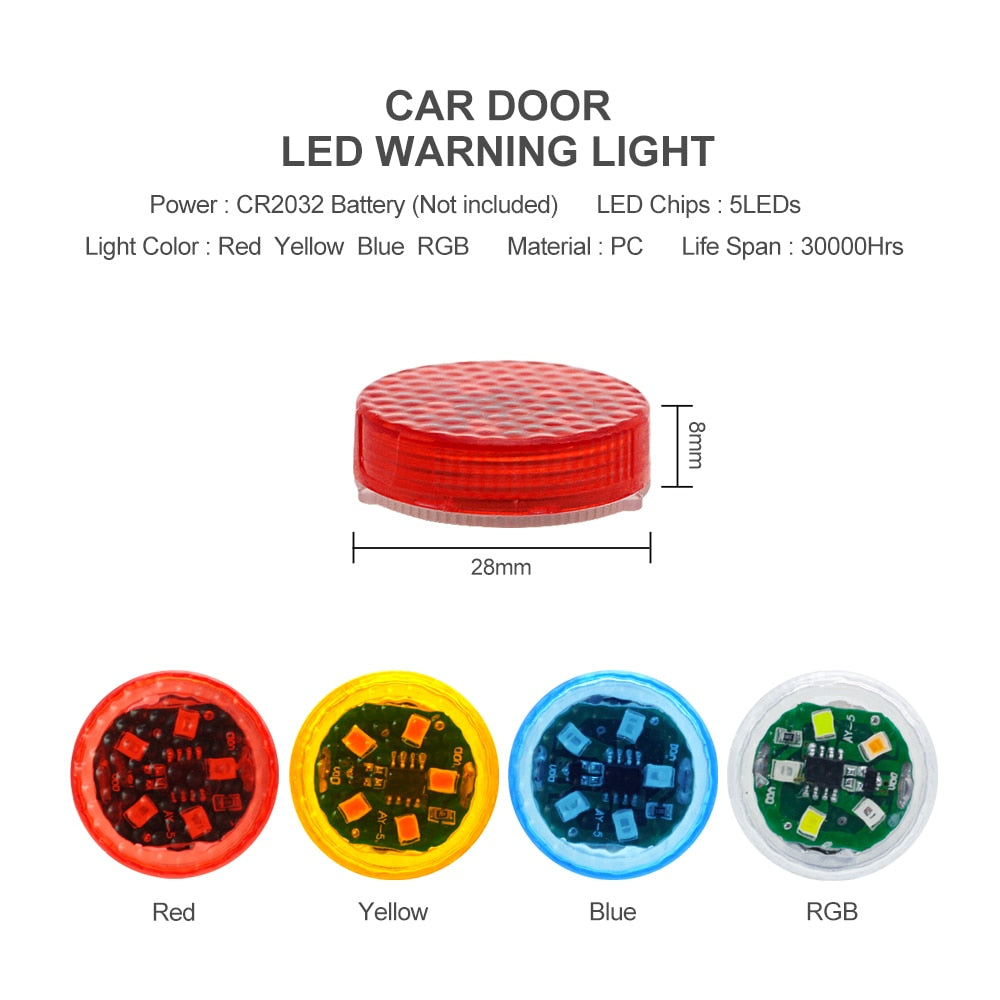 2021 Universal LED Car Opening Door Safety Warning Anti-collision Lights Magnetic Sensor Strobe Flashing Alarm Lights Parking Lamp