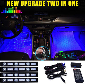 Wireless Adhesive LED Car Interior Ambient Lights Remote Control Atmosphere  Bulb